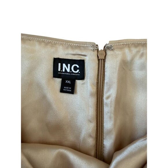 INC Gold Ruched Sequin Zip Skirt Size XXL - Picture 2 of 12